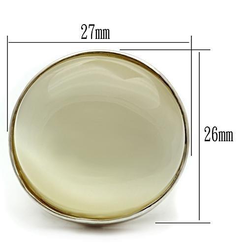 MALOS537 - Silver 925 Sterling Silver Ring with Synthetic Cat Eye in White