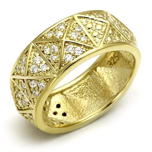 MALOS560 - Gold 925 Sterling Silver Ring with AAA Grade CZ in Clear