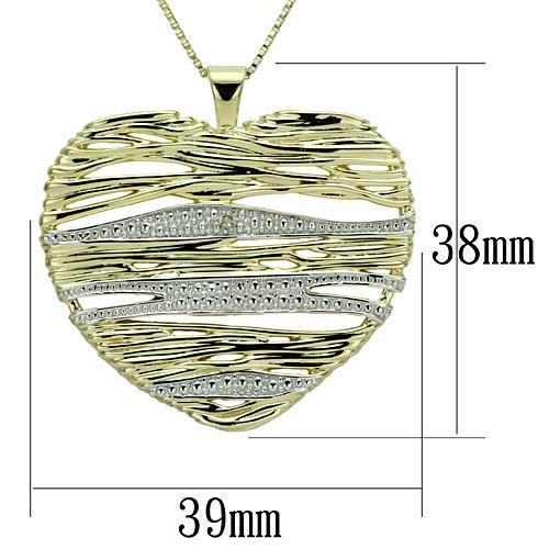 MALOS599 - Gold+Rhodium 925 Sterling Silver Necklace with AAA Grade CZ in Clear