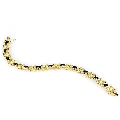MALOS602 - Gold 925 Sterling Silver Bracelet with AAA Grade CZ in Jet