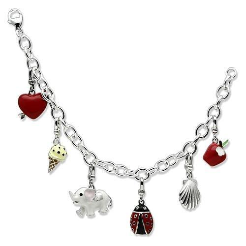 MALOS606 - Silver 925 Sterling Silver Bracelet with Epoxy in Multi Color