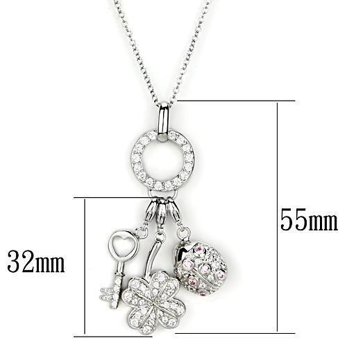MALOS609 - Silver 925 Sterling Silver Necklace with AAA Grade CZ in Multi Color