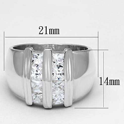 MALOS623 - Silver 925 Sterling Silver Ring with AAA Grade CZ in Clear