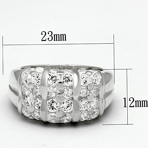 MALOS630 - Silver 925 Sterling Silver Ring with AAA Grade CZ in Clear