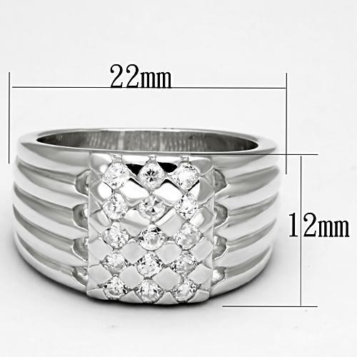 MALOS639 - Silver 925 Sterling Silver Ring with AAA Grade CZ in Clear