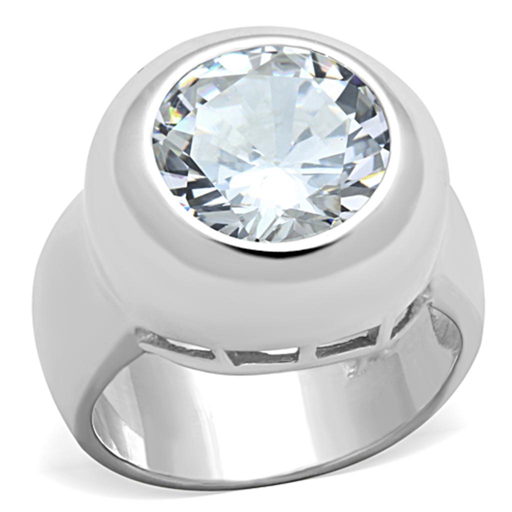 MALOS738 - Silver 925 Sterling Silver Ring with AAA Grade CZ in Clear