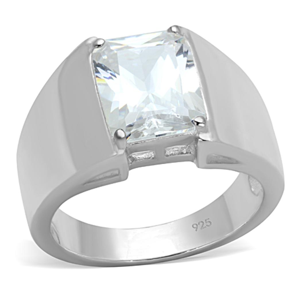 MALOS741 - Silver 925 Sterling Silver Ring with AAA Grade CZ in Clear