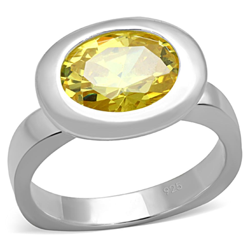 MALOS751 - Silver 925 Sterling Silver Ring with AAA Grade CZ in Topaz