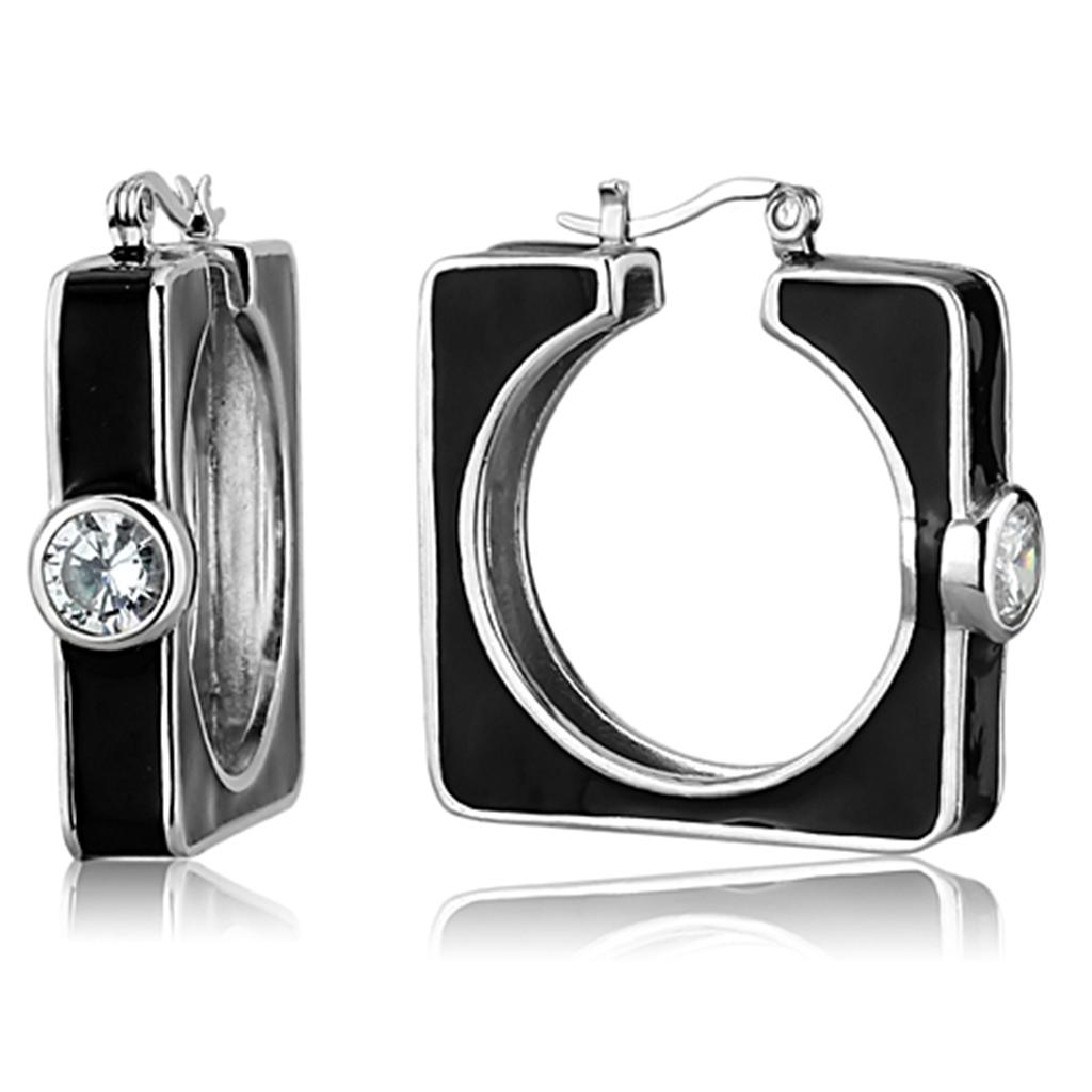 MALOS754 - Rhodium 925 Sterling Silver Earrings with AAA Grade CZ in Clear