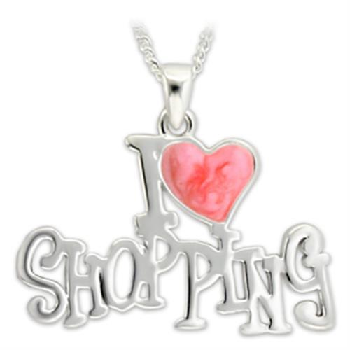 MALO1184 - Silver Brass Pendant with Epoxy in Rose