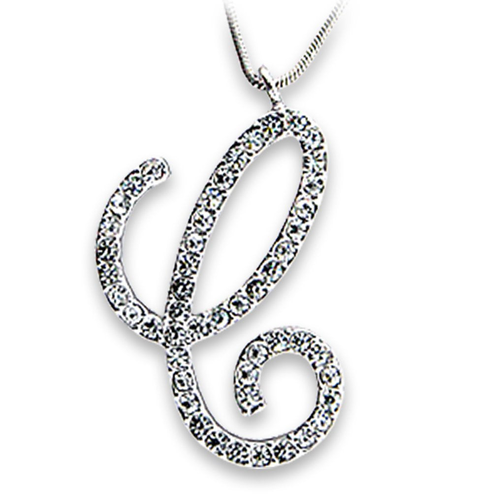 MAOT116 - Rhodium Brass Pendant with Top Grade Crystal in Clear