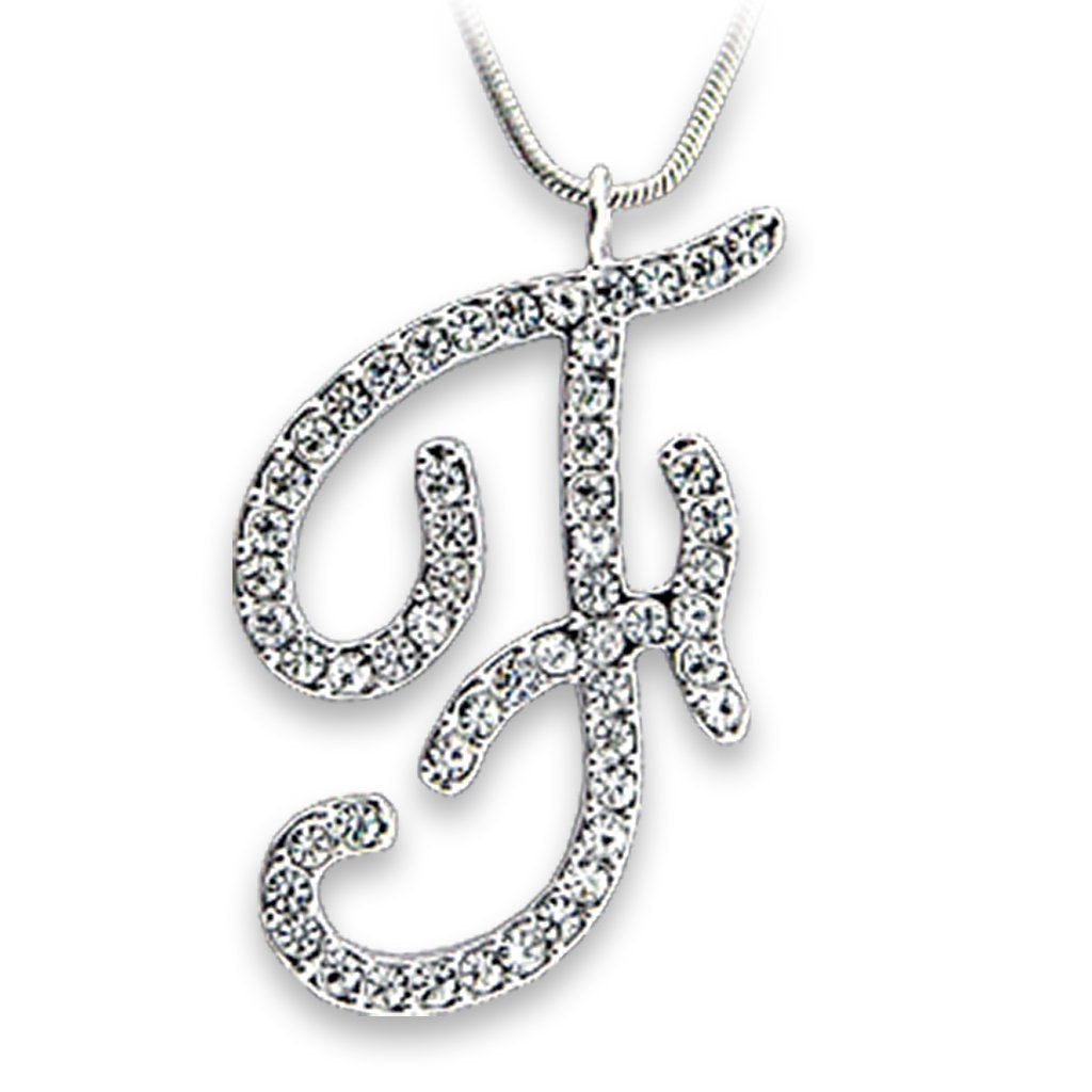 MAOT119 - Rhodium Brass Pendant with Top Grade Crystal in Clear