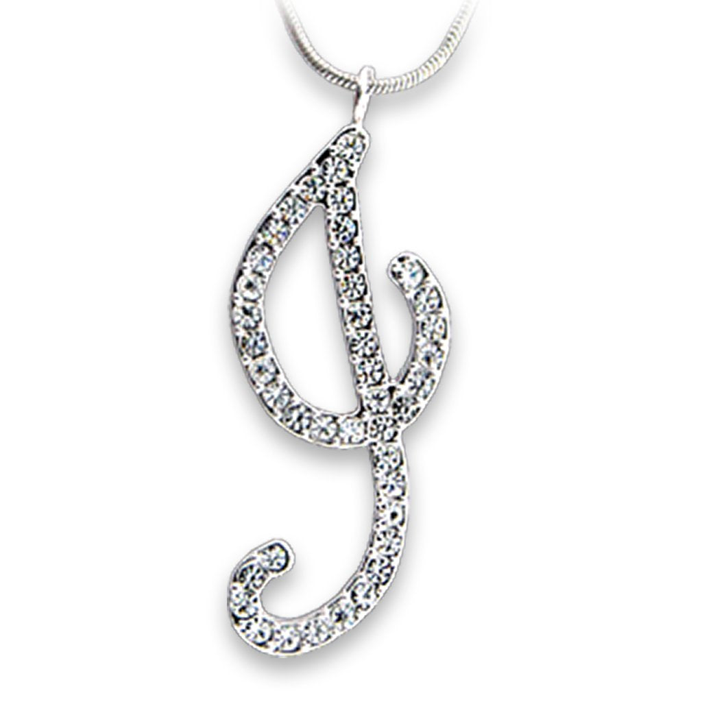 MAOT121 - Rhodium Brass Pendant with Top Grade Crystal in Clear