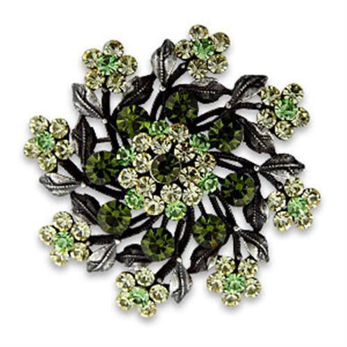 MAOT635 - Antique Silver White Metal Brooches with Top Grade Crystal in Multi Color