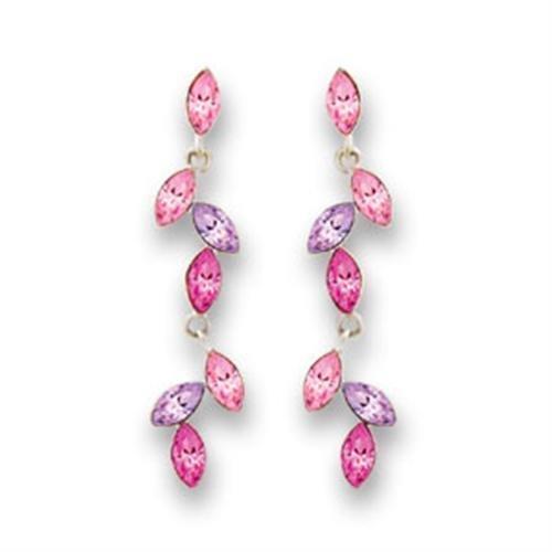 MAS411001 - Rhodium 925 Sterling Silver Earrings with Top Grade Crystal in Multi Color