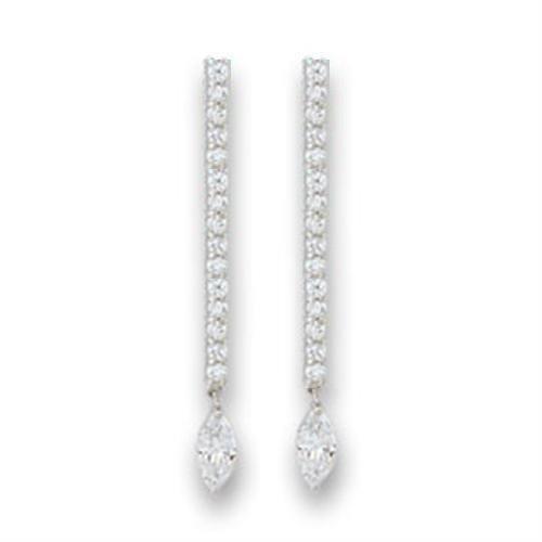 MAS411207 - Rhodium 925 Sterling Silver Earrings with AAA Grade CZ in Clear