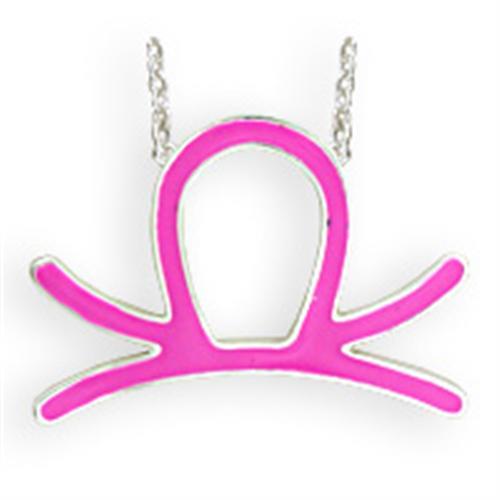 MASNK01PINK - Silver Brass Chain Pendant with Epoxy in Rose