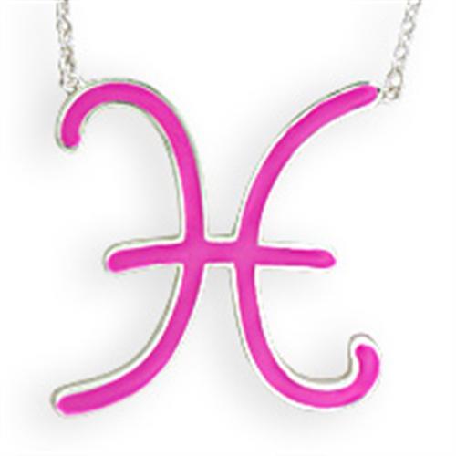 MASNK02PINK - Silver Brass Chain Pendant with Epoxy in Rose