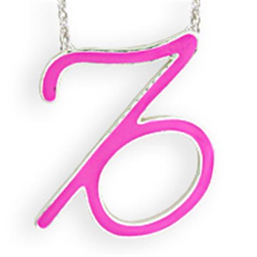 MASNK04PINK - Silver Brass Chain Pendant with Epoxy in Rose