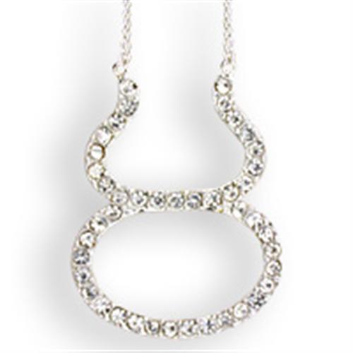 MASNK05 - Silver Brass Chain Pendant with Top Grade Crystal in Clear