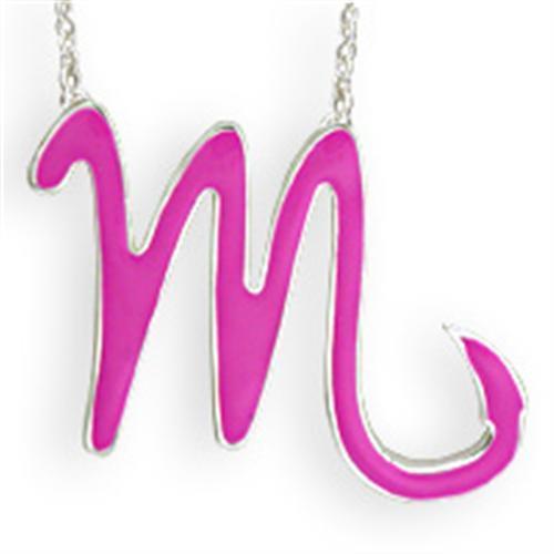 MASNK07PINK - Silver Brass Chain Pendant with Epoxy in Rose
