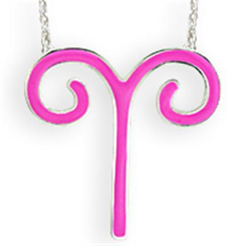 MASNK08PINK - Silver Brass Chain Pendant with Epoxy in Rose