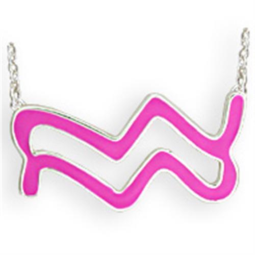 MASNK09PINK - Silver Brass Chain Pendant with Epoxy in Rose