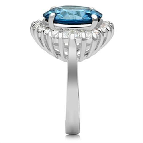 MASS003 - Silver 925 Sterling Silver Ring with Synthetic Spinel in London Blue