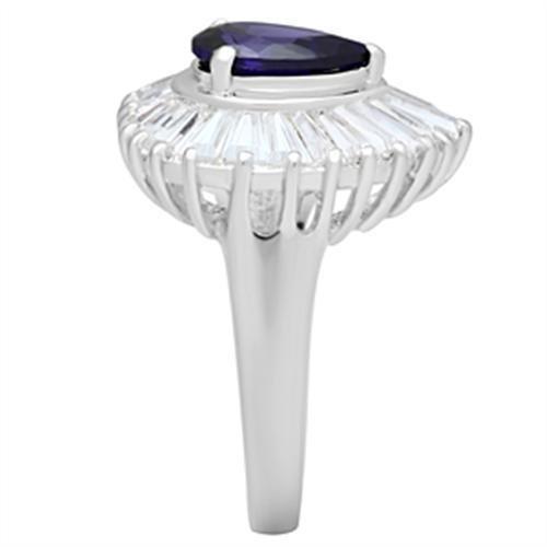 MASS004 - Silver 925 Sterling Silver Ring with AAA Grade CZ in Tanzanite