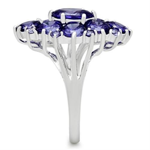 MASS005 - Silver 925 Sterling Silver Ring with AAA Grade CZ in Tanzanite