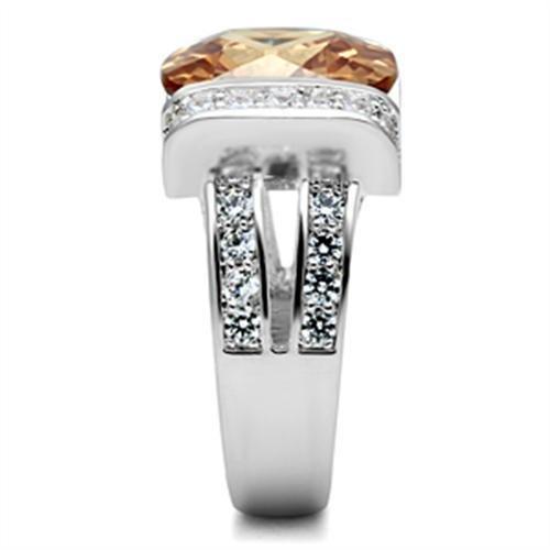 MASS006 - Silver 925 Sterling Silver Ring with AAA Grade CZ in Champagne