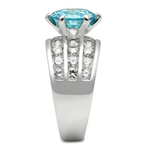 MASS010 - Silver 925 Sterling Silver Ring with AAA Grade CZ in Sea Blue