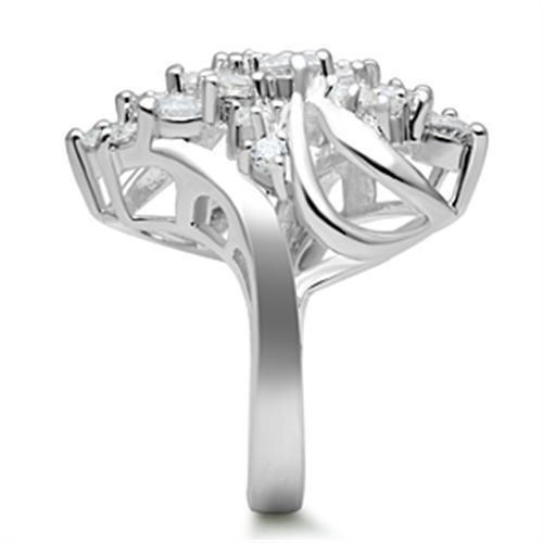 MASS016 - Silver 925 Sterling Silver Ring with AAA Grade CZ in Clear