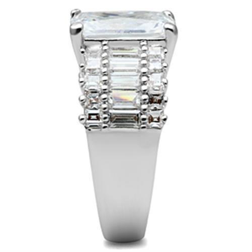 MASS023 - Silver 925 Sterling Silver Ring with AAA Grade CZ in Clear