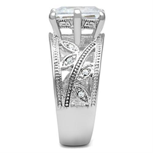 MASS024 - Silver 925 Sterling Silver Ring with AAA Grade CZ in Clear
