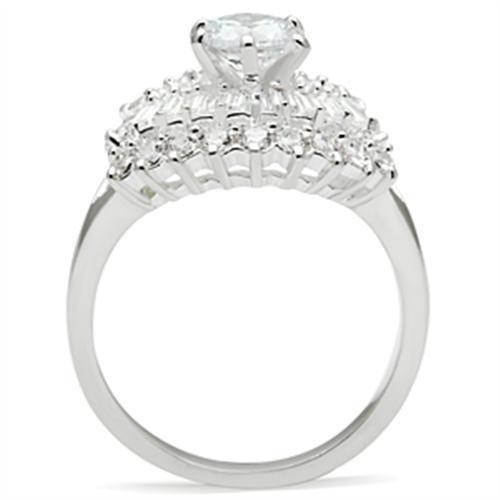 MASS026 - Silver 925 Sterling Silver Ring with AAA Grade CZ in Clear