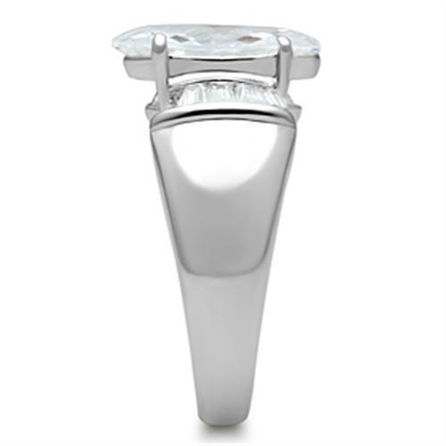 MASS028 - Silver 925 Sterling Silver Ring with AAA Grade CZ in Clear