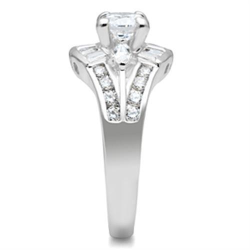 MASS030 - Silver 925 Sterling Silver Ring with AAA Grade CZ in Clear
