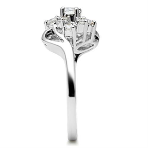 MASS032 - Silver 925 Sterling Silver Ring with AAA Grade CZ in Clear