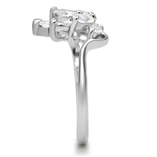 MASS034 - Silver 925 Sterling Silver Ring with AAA Grade CZ in Clear