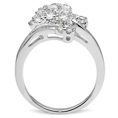 MASS036 - Silver 925 Sterling Silver Ring with AAA Grade CZ in Clear