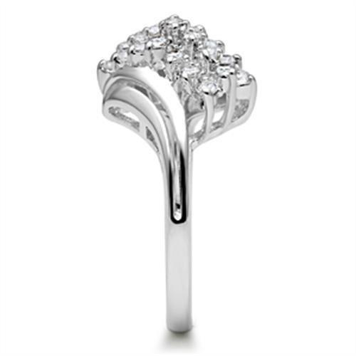 MASS038 - Silver 925 Sterling Silver Ring with AAA Grade CZ in Clear