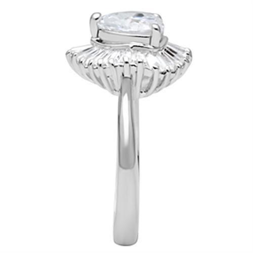 MASS041 - Silver 925 Sterling Silver Ring with AAA Grade CZ in Clear