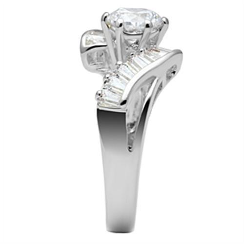 MASS043 - Silver 925 Sterling Silver Ring with AAA Grade CZ in Clear