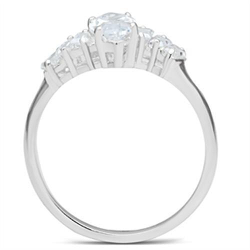MASS045 - Silver 925 Sterling Silver Ring with AAA Grade CZ in Clear