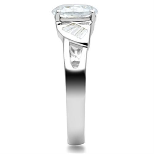 MASS048 - Silver 925 Sterling Silver Ring with AAA Grade CZ in Clear