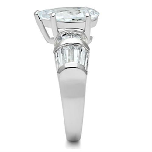 MASS049 - Silver 925 Sterling Silver Ring with AAA Grade CZ in Clear
