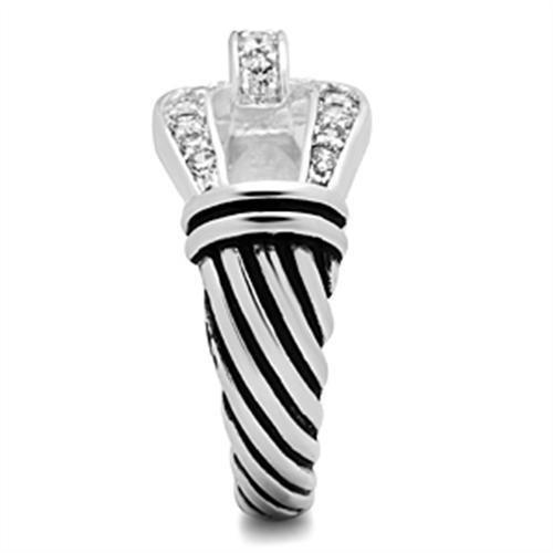 MASS050 - Silver 925 Sterling Silver Ring with AAA Grade CZ in Clear