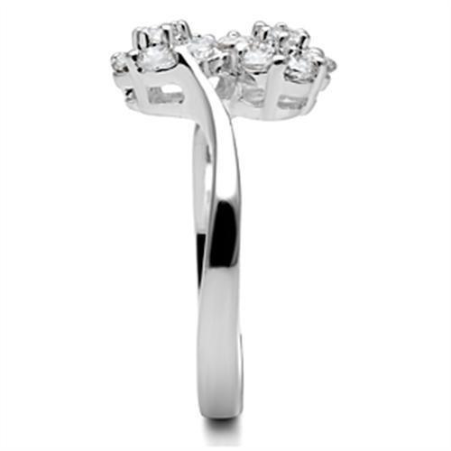 MASS052 - Silver 925 Sterling Silver Ring with AAA Grade CZ in Clear