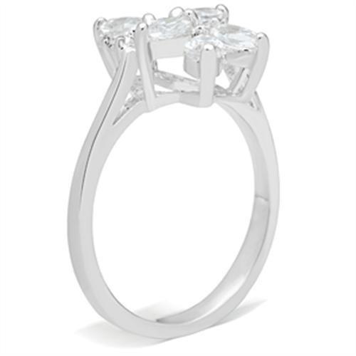MASS055 - Silver 925 Sterling Silver Ring with AAA Grade CZ in Clear